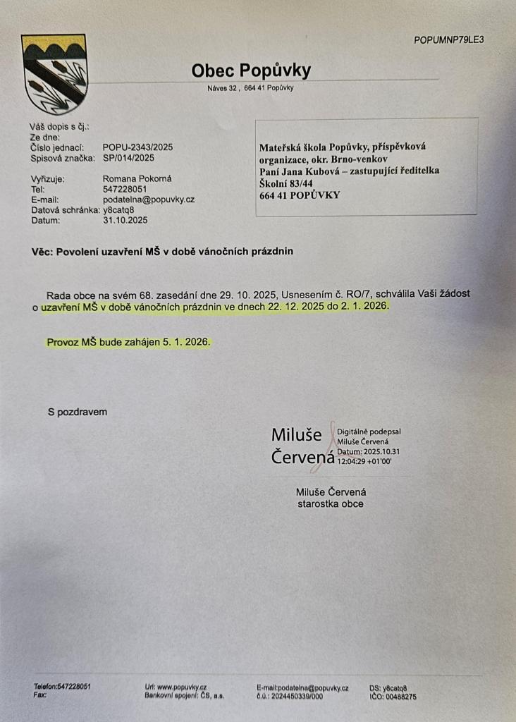 vánoční prázdniny